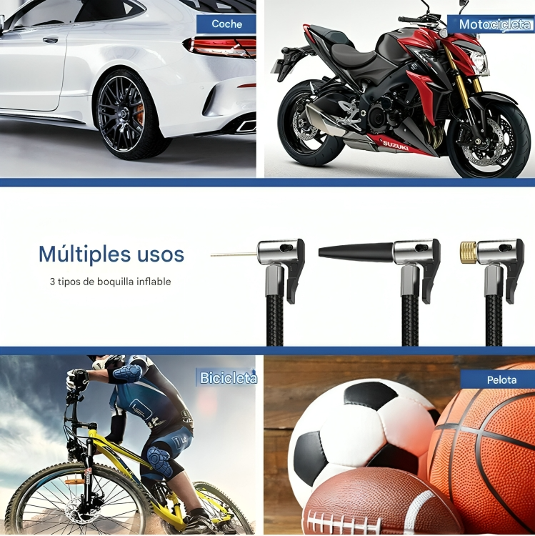 MINI COMPRESOR DE AIRE PORTÁTIL – INFLADO INTELIGENTE Y RÁPIDO EN CUALQUIER LUGAR