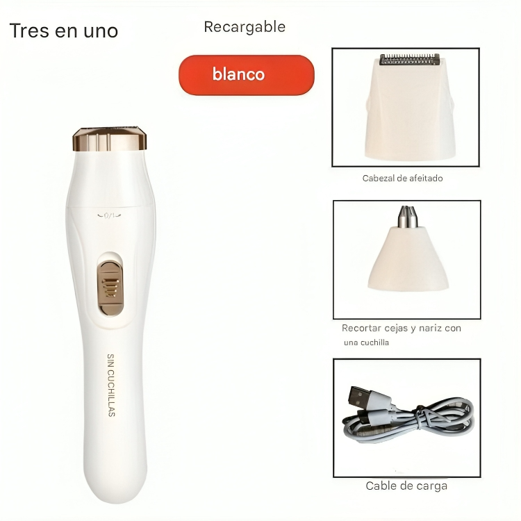 💖 Afeitadora Eléctrica 3 en 1 para Mujer – Recortadora Femenina Portátil