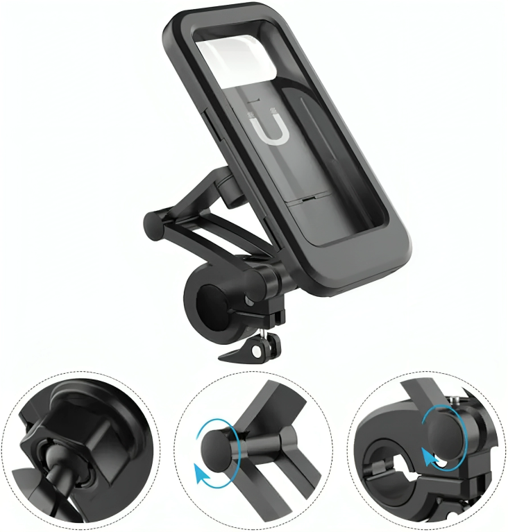 🚴♂️ Soporte Impermeable para Teléfono de Bicicleta Grand Navi – Rotación 360°, Antideslizante y Seguro