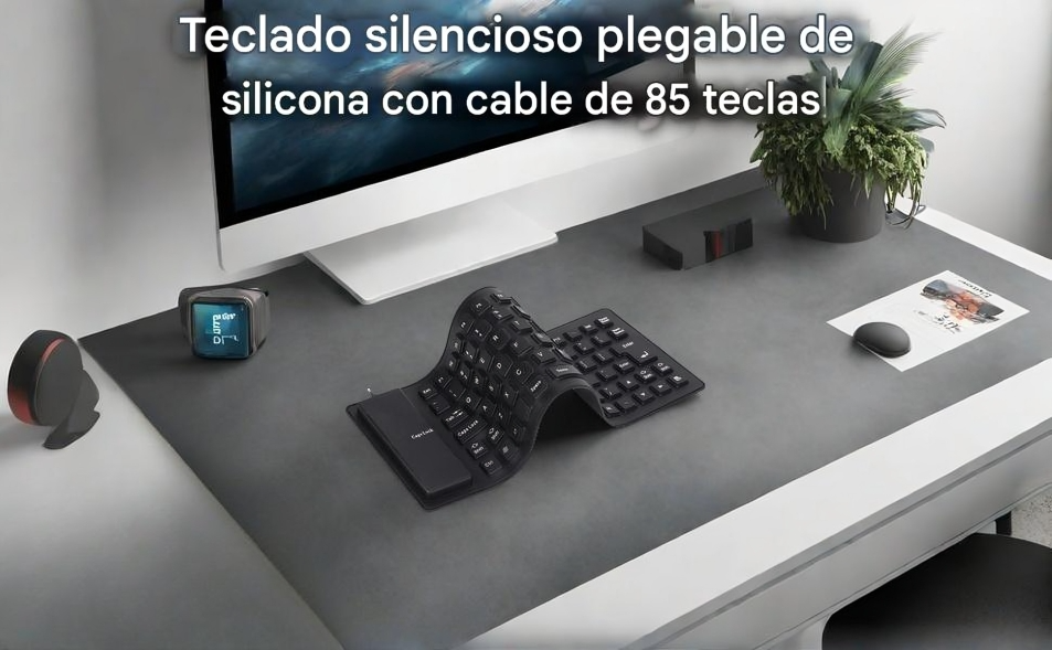 Teclado Plegable de Silicona FOSA – Suave, Silencioso y Portátil (85 Teclas, USB)