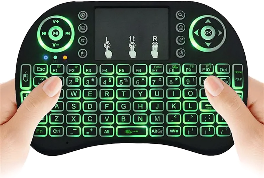 Mini Teclado Inalámbrico i8 2.4G con Touchpad – Retroiluminado RGB, Recargable y Portátil