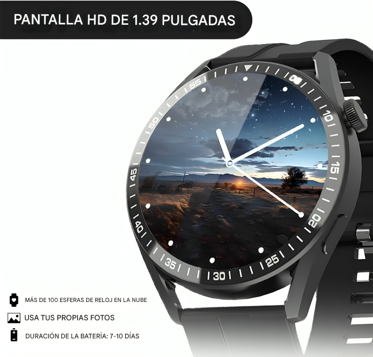 Reloj Inteligente para Hombre con Llamadas y +100 Modos Deportivos – Pantalla HD 1.39", Bluetooth 5.0 e Impermeable IP67