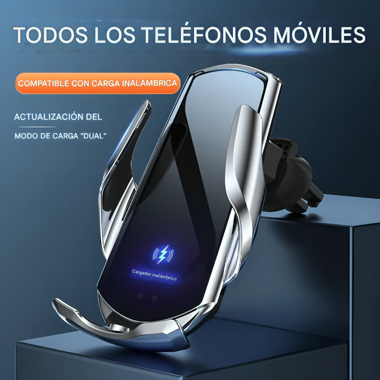 🚗 Cargador Inalámbrico Automotriz Q3 – Carga Rápida de 15 W con Sujeción Automática y Soporte Giratorio 360°