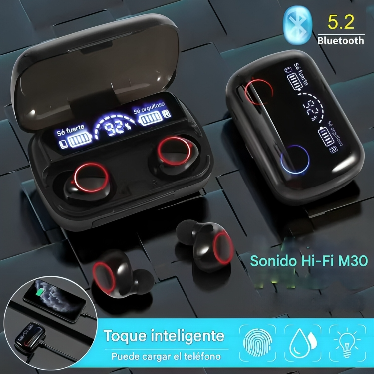 AURICULARES INALÁMBRICOS M30 TWS – SONIDO 9D, DEPORTE Y LIBERTAD TOTAL