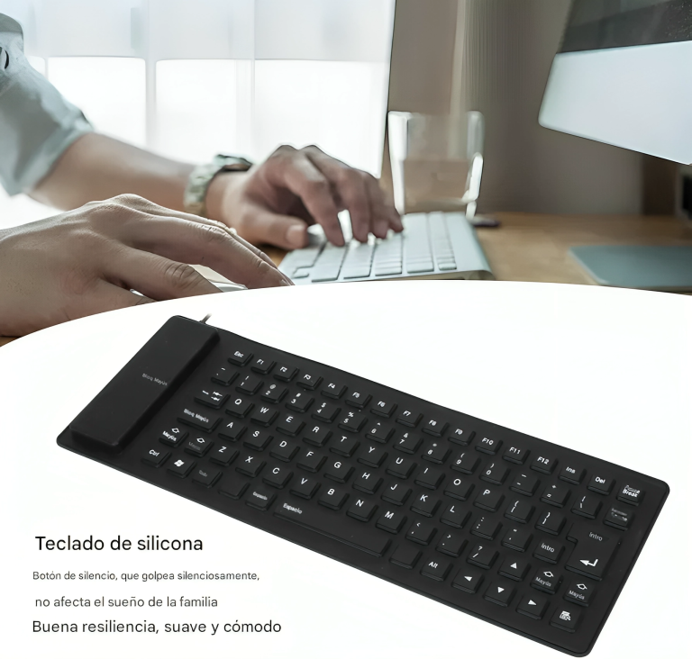 Teclado Plegable de Silicona FOSA – Suave, Silencioso y Portátil (85 Teclas, USB)