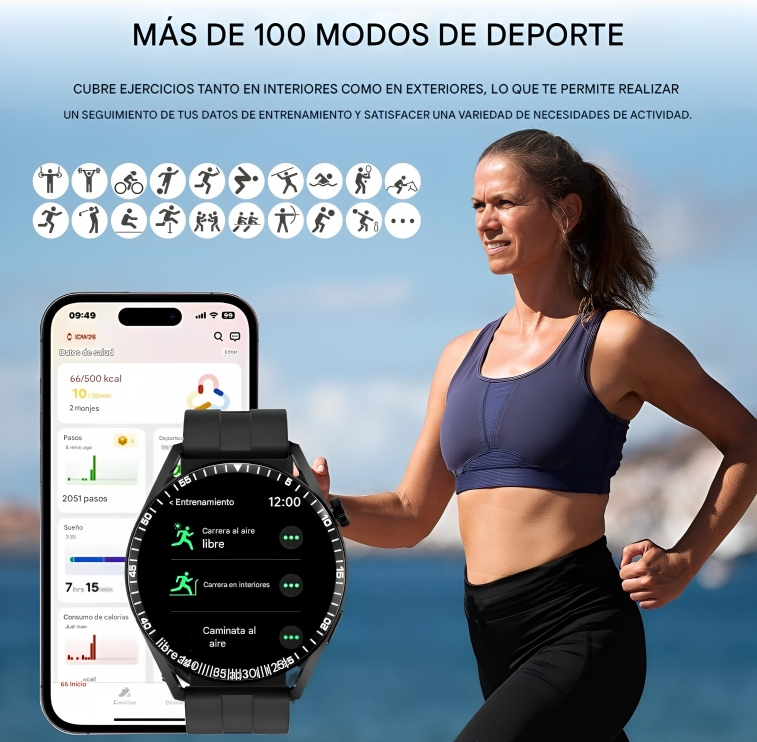 Reloj Inteligente para Hombre con Llamadas y +100 Modos Deportivos – Pantalla HD 1.39", Bluetooth 5.0 e Impermeable IP67