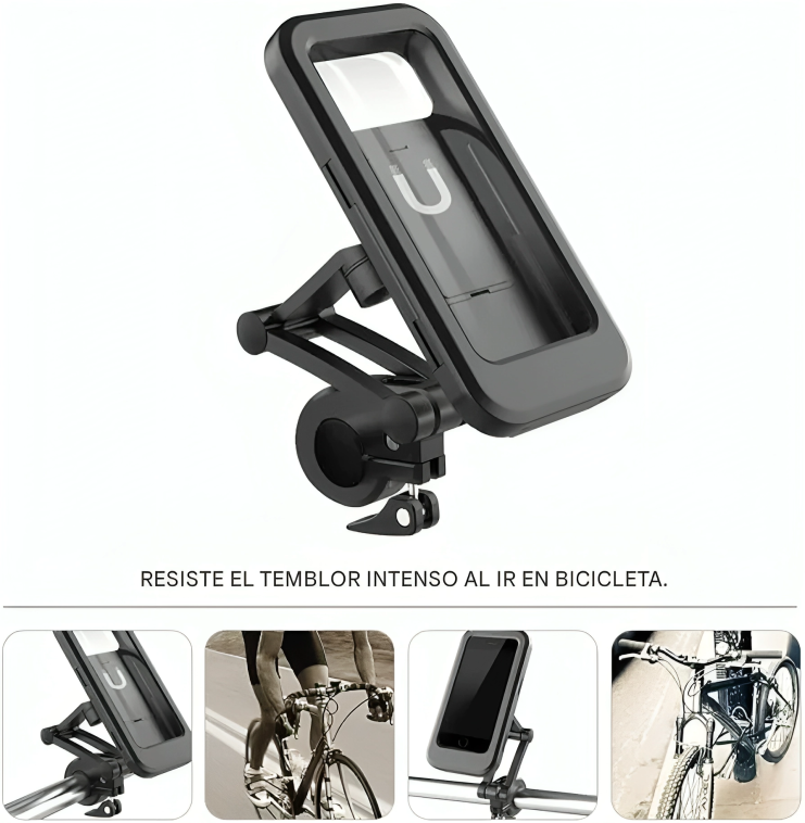 🚴♂️ Soporte Impermeable para Teléfono de Bicicleta Grand Navi – Rotación 360°, Antideslizante y Seguro