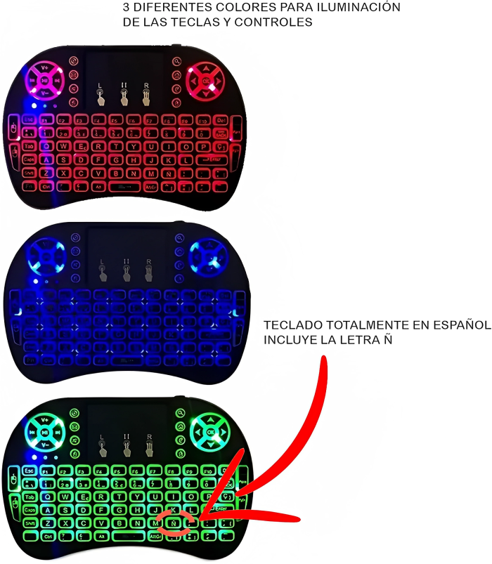 Mini Teclado Inalámbrico i8 2.4G con Touchpad – Retroiluminado RGB, Recargable y Portátil