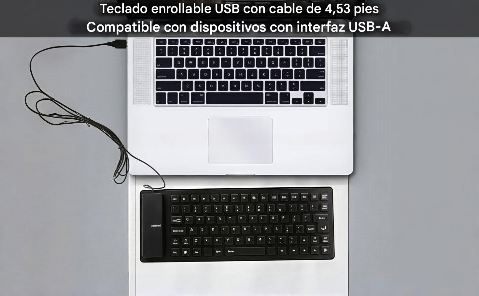 Teclado Plegable de Silicona FOSA – Suave, Silencioso y Portátil (85 Teclas, USB)