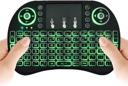Mini Teclado Inalámbrico i8 2.4G con Touchpad – Retroiluminado RGB, Recargable y Portátil