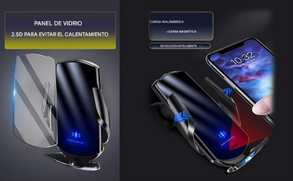🚗 Cargador Inalámbrico Automotriz Q3 – Carga Rápida de 15 W con Sujeción Automática y Soporte Giratorio 360°